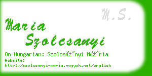 maria szolcsanyi business card